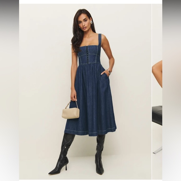 Reformation Dresses & Skirts - Reformation Dark Blue Denim Midi Dress
